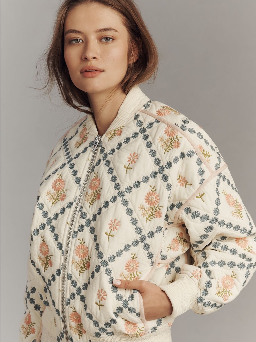 BLANKNYC Anthropologie Sought After Embroidered Bomber Jacket XS NWOT